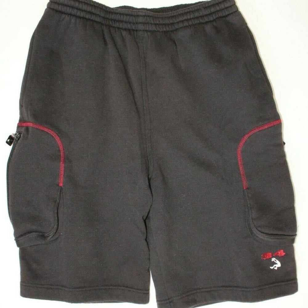 Men's Shaq Black Sport Sweat Shorts with Two Zipped Side Pockets, Size: S